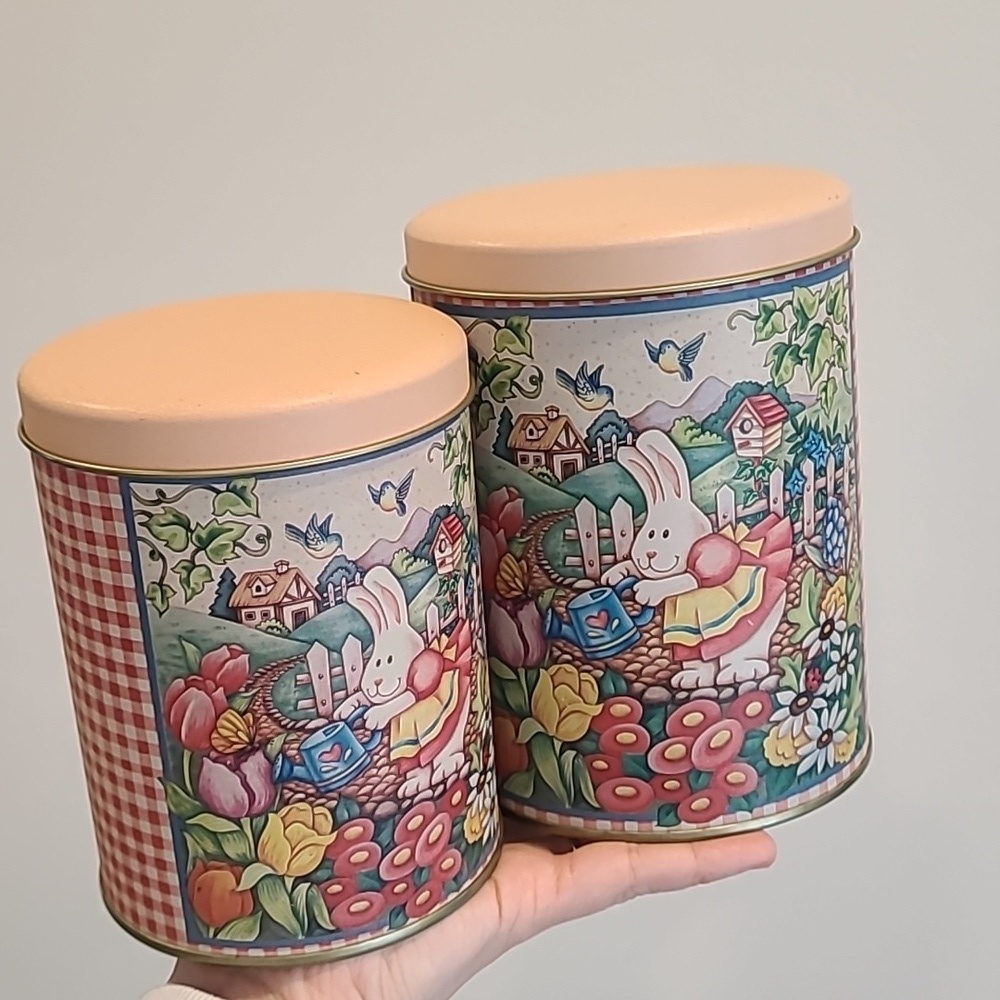 Pair of vintage easter tins